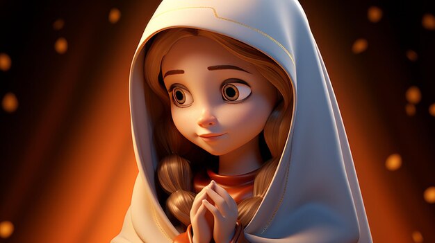 3D Render Cute Mother Mary Avatar