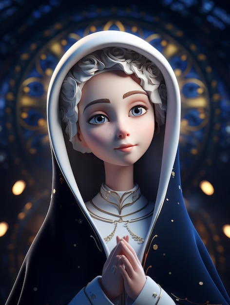 3D Render Cute Mother Mary Avatar