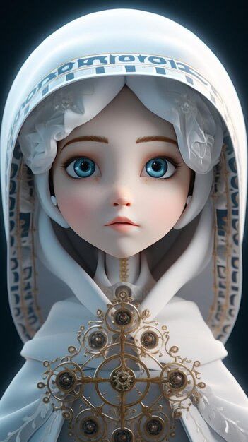 3D Render Cute Mother Mary Avatar