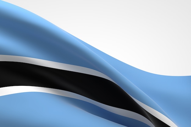 3D render da bandeira do Botswana acenando.