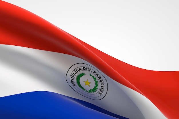 3d render da bandeira paraguaia acenando.