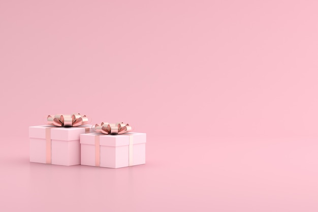 3D render da caixa de presente rosa em estilo minimalista.