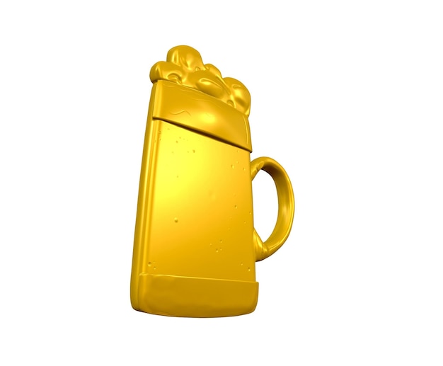 3D render de cerveja em copo