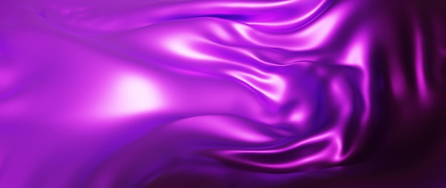 3d render de pano roxo e rosa. folha holográfica iridescente. abstrato arte moda base.