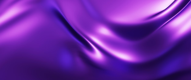 3D render de pano roxo. folha holográfica iridescente. abstrato arte moda base.