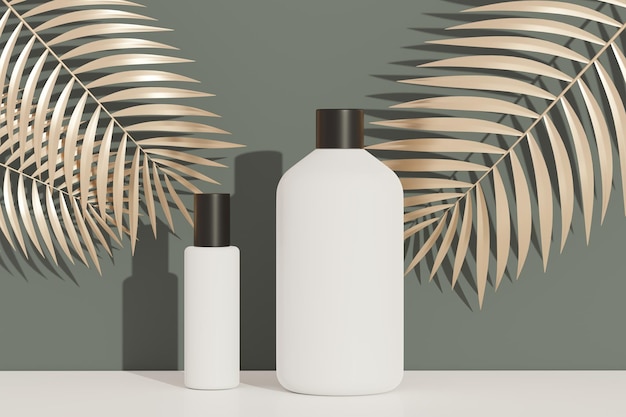 3D render de produtos para a pele cosméticos em branco ou embalagem para simulação. Projeto Terrazzo. Sabonete de beleza e conceito de spa. Umidade de óleo de loção para a saúde da pele. Design premium e luxuoso para branding.