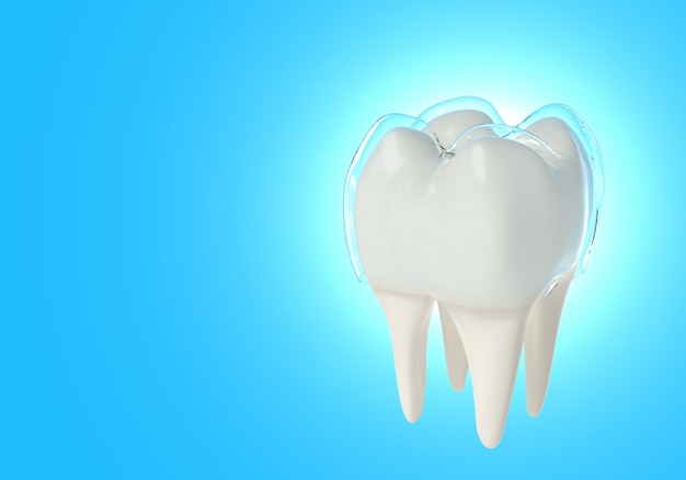 Foto 3d render dente com coroa