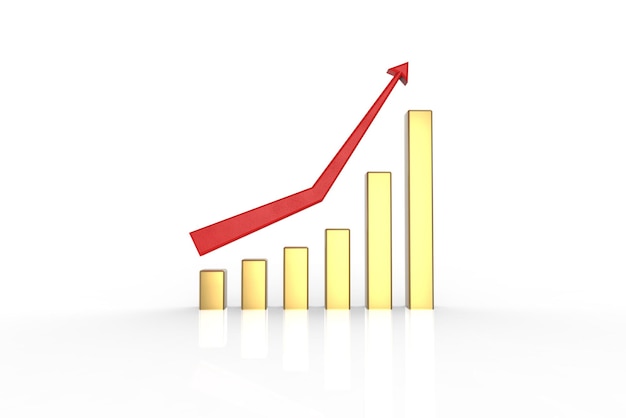 Foto 3d-render des geschäftsdiagramms wächst