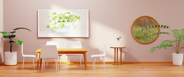 3d render do interior home com decoração étnica. sala de estar moderna em casa ou apartamento.