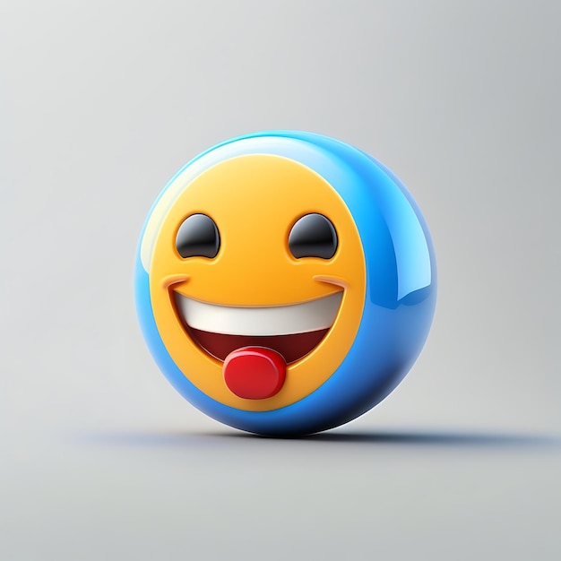 3D Render Emoji de cara sonriente en círculo