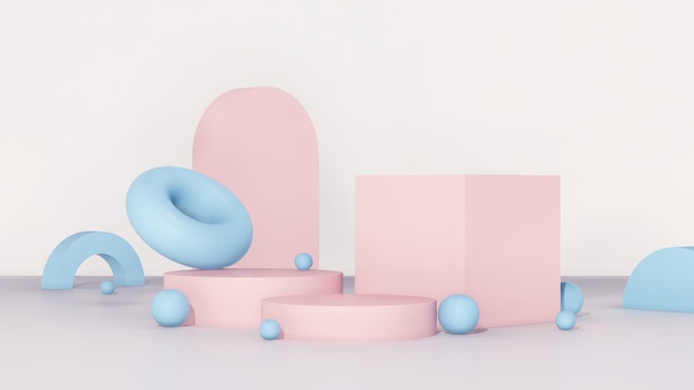 3d render escena de podio estética abstracta para publicidad de exhibición de productos