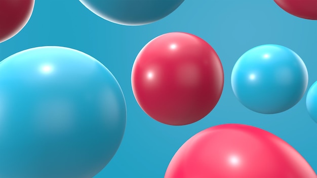 3d render esfera azul y roja fondo 3d objetos forma geométrica