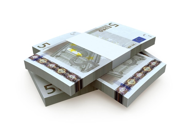 3D-Render Euro 5 Banknotenwährung (Clipping-Pfad)