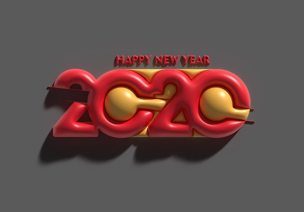 3D Render Feliz Ano Novo 2022 Texto Tipografia Design.