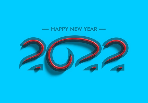 3D Render Feliz Año Nuevo 2022 Diseño De Tipografía De Texto.