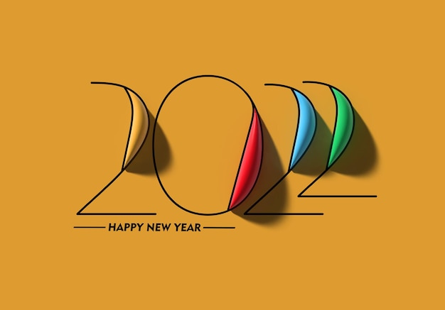 3D Render Feliz Año Nuevo 2022 Diseño De Tipografía De Texto.
