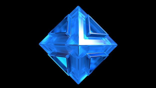 3d render figura abstrata de vidro azul