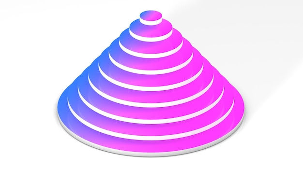 3D Render de figura geométrica de pirámides bluepink