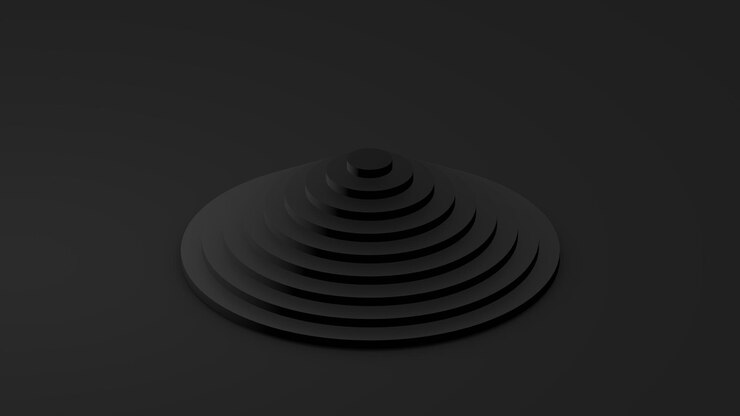 Foto 3d render de figura geométrica de pirámides negras
