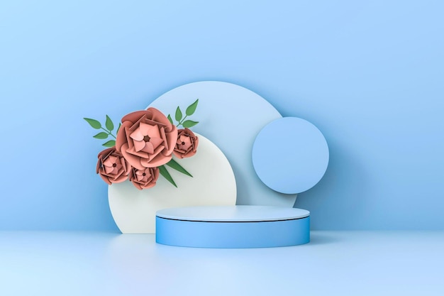 3d render fondo abstracto rosa escena de visualización de podio pastel mínimo