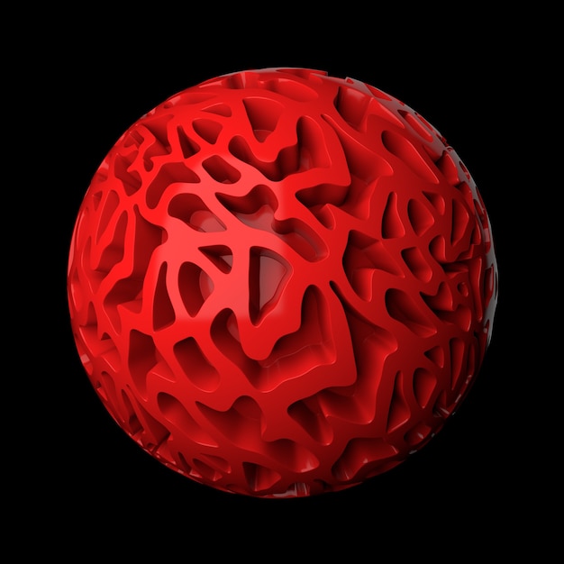 3d render fondo abstracto. Superficie de desplazamiento. Patrones aleatorios extraídos de la forma de esfera.
