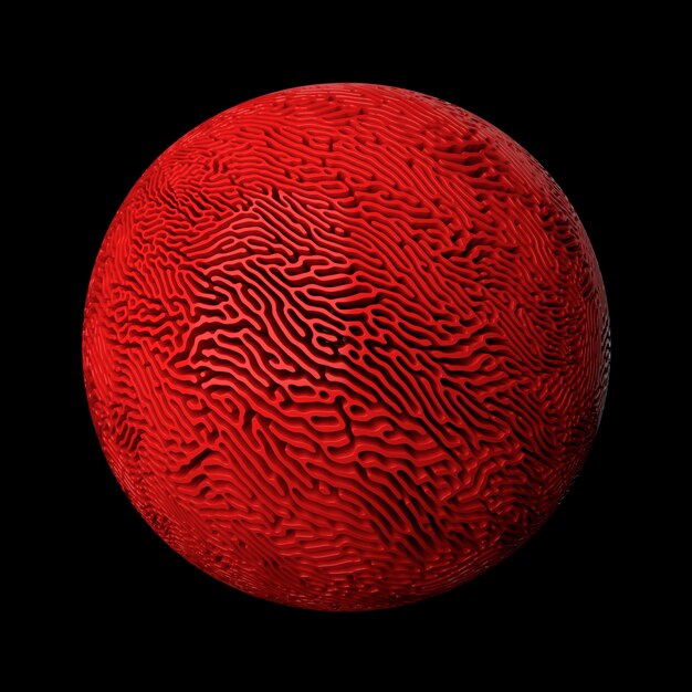3d render fondo abstracto. Superficie de desplazamiento. Patrones aleatorios extraídos de la forma de esfera.