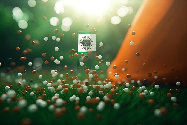 3D Render Fondo de bokeh de bandera de India minimalista con símbolo minimalista IA generativa