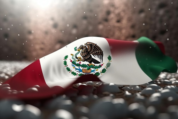 3D Render Fondo de bokeh de bandera de México minimalista con símbolo minimalista IA generativa