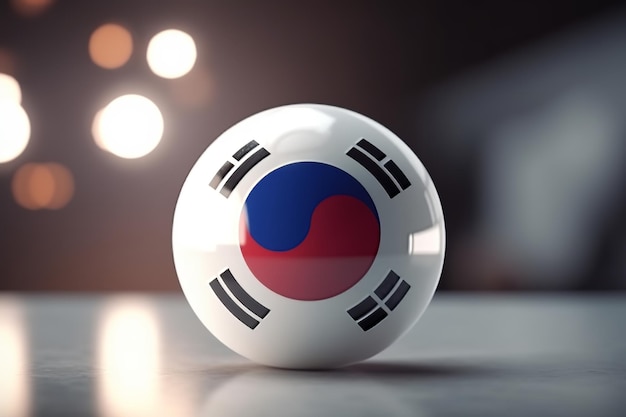 3D Render Fondo de bokeh de bandera minimalista de Corea del Sur con símbolo minimalista IA generativa