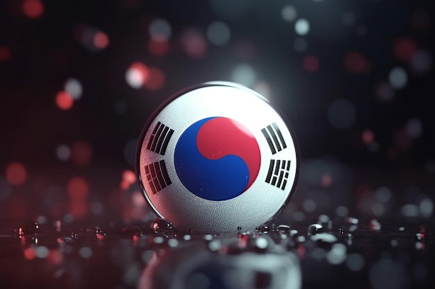 3D Render Fondo de bokeh de bandera minimalista de Corea del Sur con símbolo minimalista IA generativa