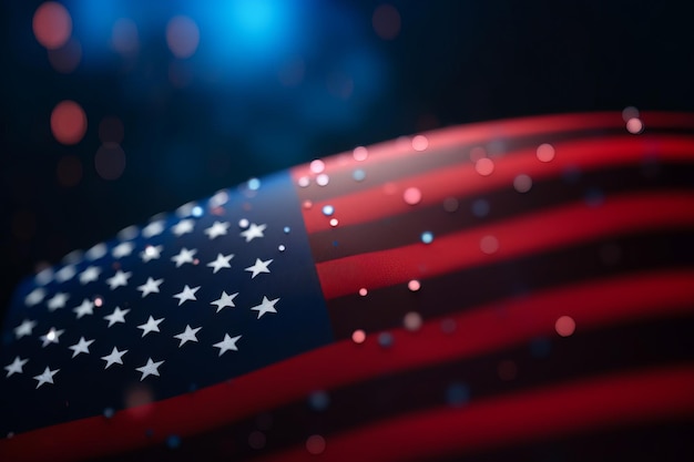 3D Render Fondo de bokeh de bandera minimalista de Estados Unidos con símbolo minimalista IA generativa