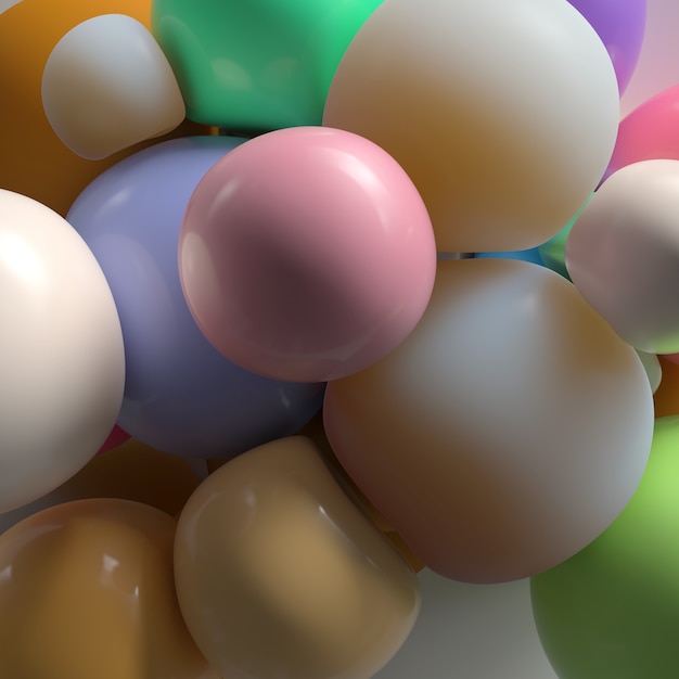 3d render fondo colorido abstracto con esferas deformadas brillantes. Perfecto para diapositivas de presentación de belleza o moda.