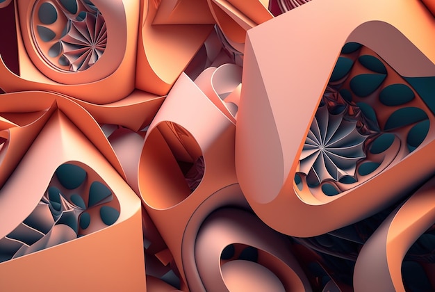 3D render fondo geométrico abstracto rosa formas creativas