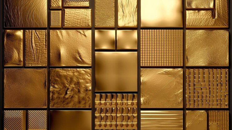 3d render fondo de oro abstracto con diferentes texturas Generativo Ai