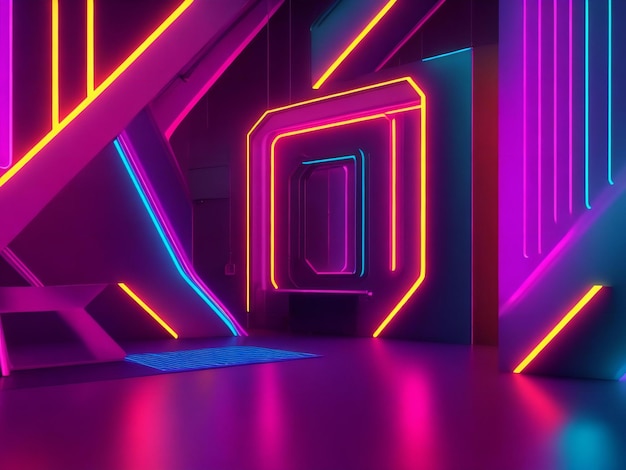 3d render fondo de pantalla de neón generado ai