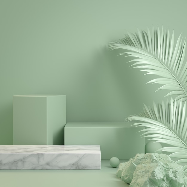 3d Render Form Green Mint Step Podium Wild Concept