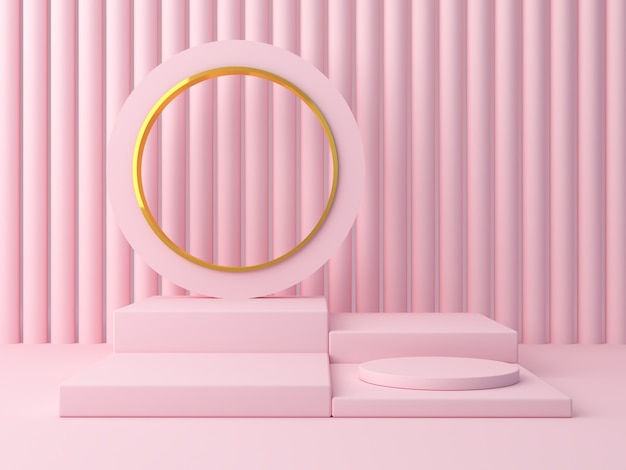 3d render formas de color rosa sobre un fondo abstracto rosa.
