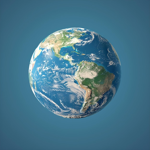 3D-Render-Foto des Planeten Erde mit blauem Hintergrund