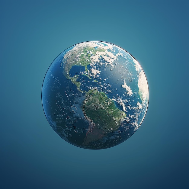 3D-Render-Foto des Planeten Erde mit blauem Hintergrund