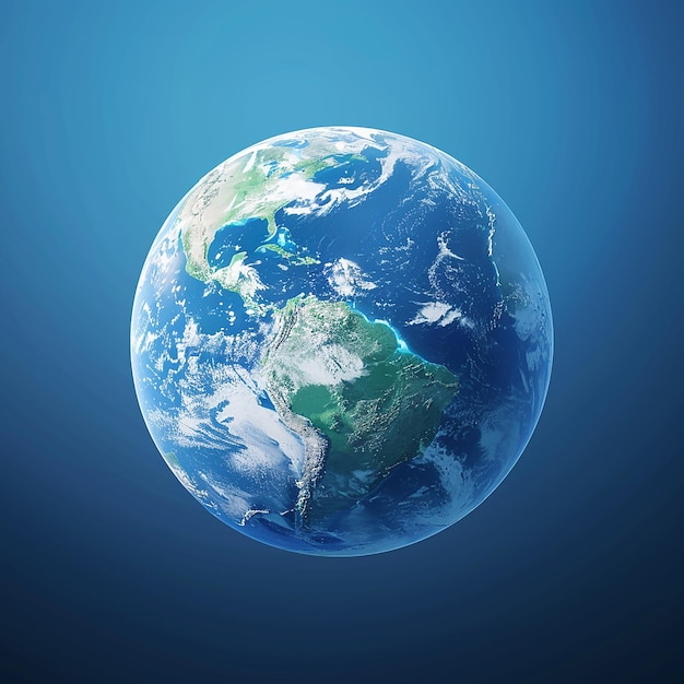 3D-Render-Foto des Planeten Erde mit blauem Hintergrund