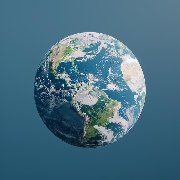 3D-Render-Foto des Planeten Erde mit blauem Hintergrund