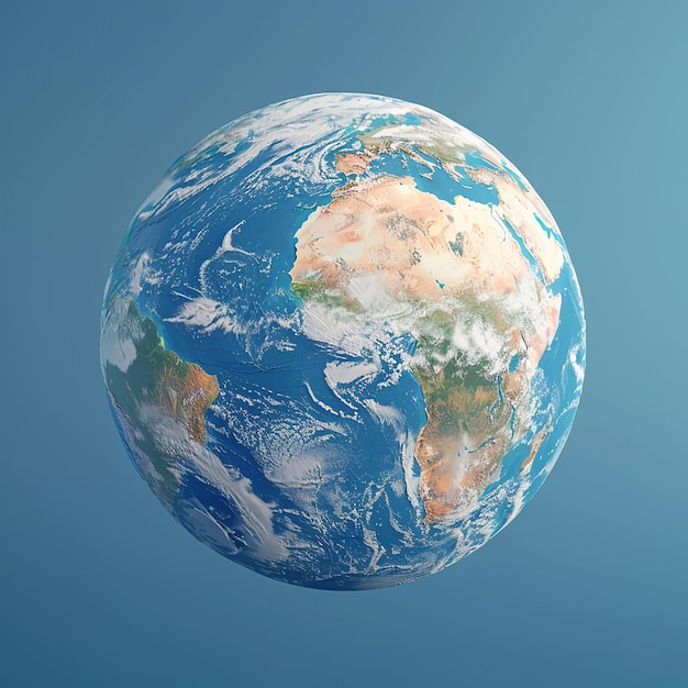 3D-Render-Foto des Planeten Erde mit blauem Hintergrund
