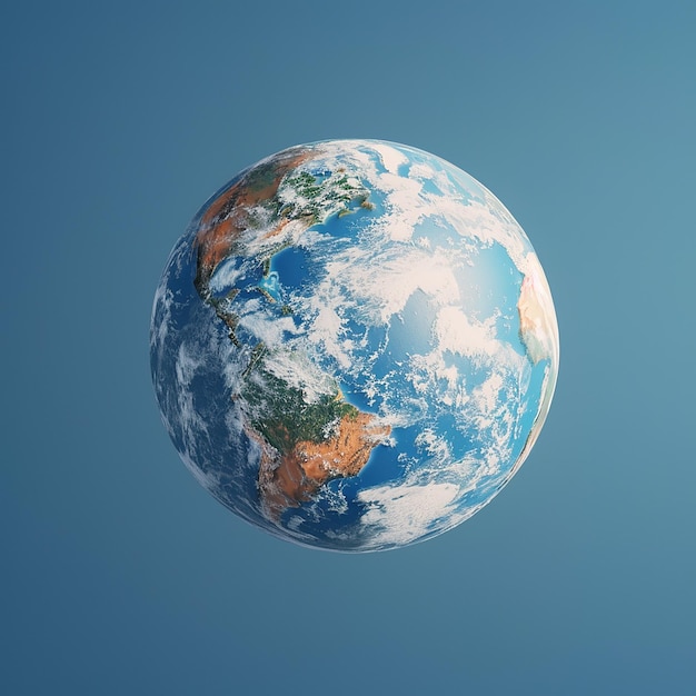 3D-Render-Foto des Planeten Erde mit blauem Hintergrund