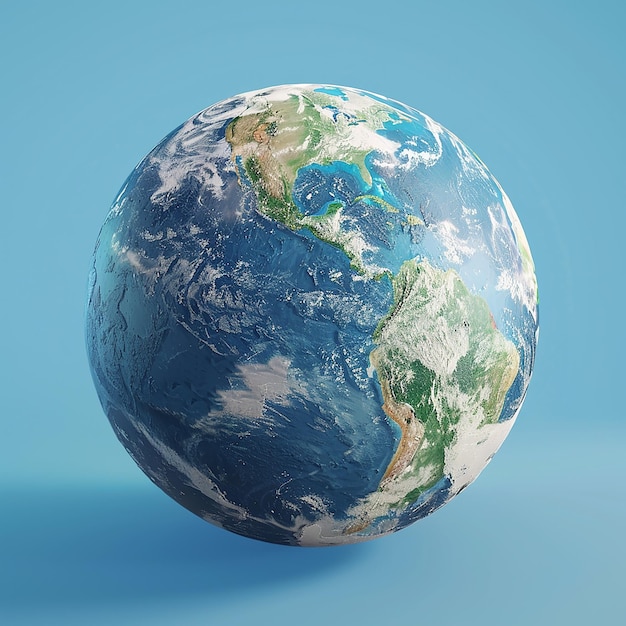 3D-Render-Foto des Planeten Erde mit blauem Hintergrund