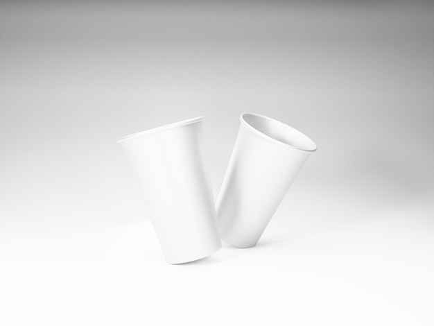 Foto 3d render foto de maqueta de taza de café de papel sobre fondo blanco