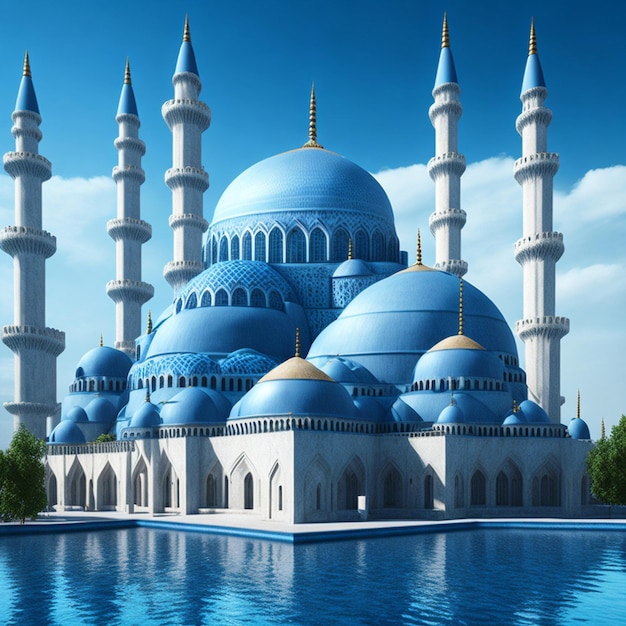 3D-Render-Foto realistisches Bild der blauen Moschee