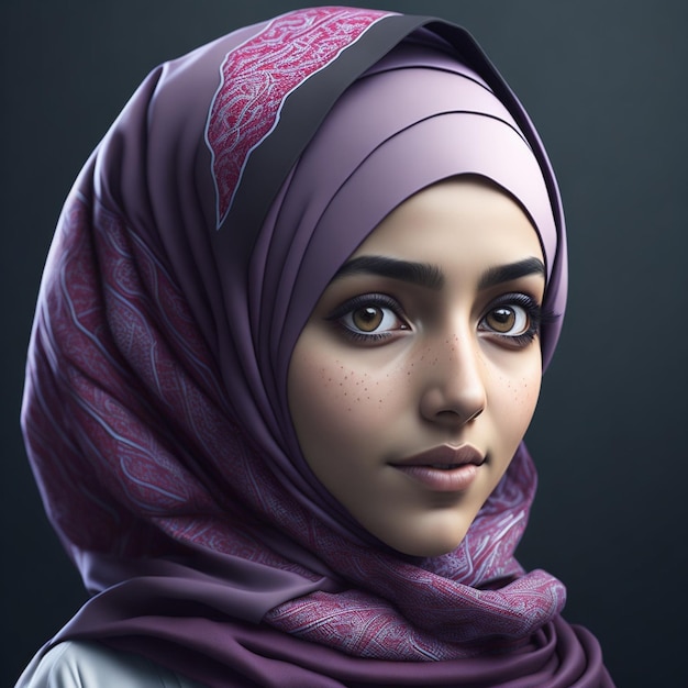 3D-Render-Foto realistisches muslimisches Mädchen im Hijab