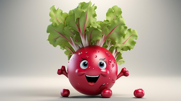 3D-Render-Foto von Gemüse- und Obstfiguren-Design