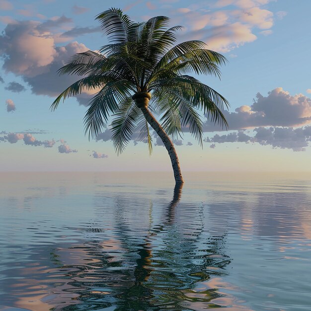 3D-Render-Foto von schönen Palmen im Wasser