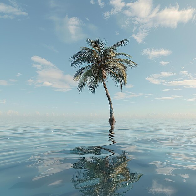 3D-Render-Foto von schönen Palmen im Wasser